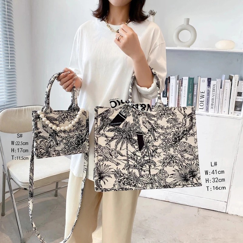 2022 women luxury shoulder bag designer handbag fashion girls jacquard embroidery female shopper canvas brand designer tote bags
