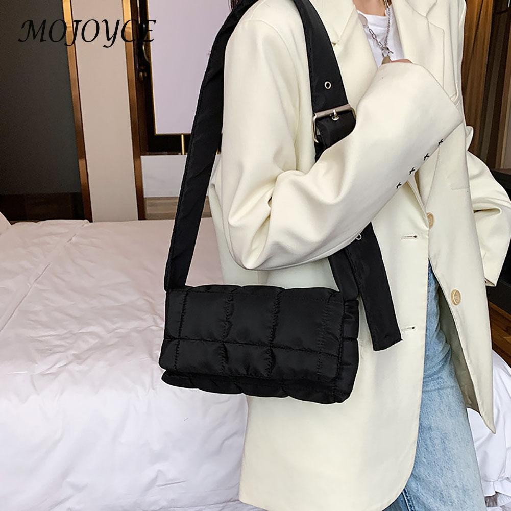 Fashion Vertical Square Shoulder Bag Retro Bag Padded Handbag Winter Warm Tote Bag Small Flap Tote Handbag
