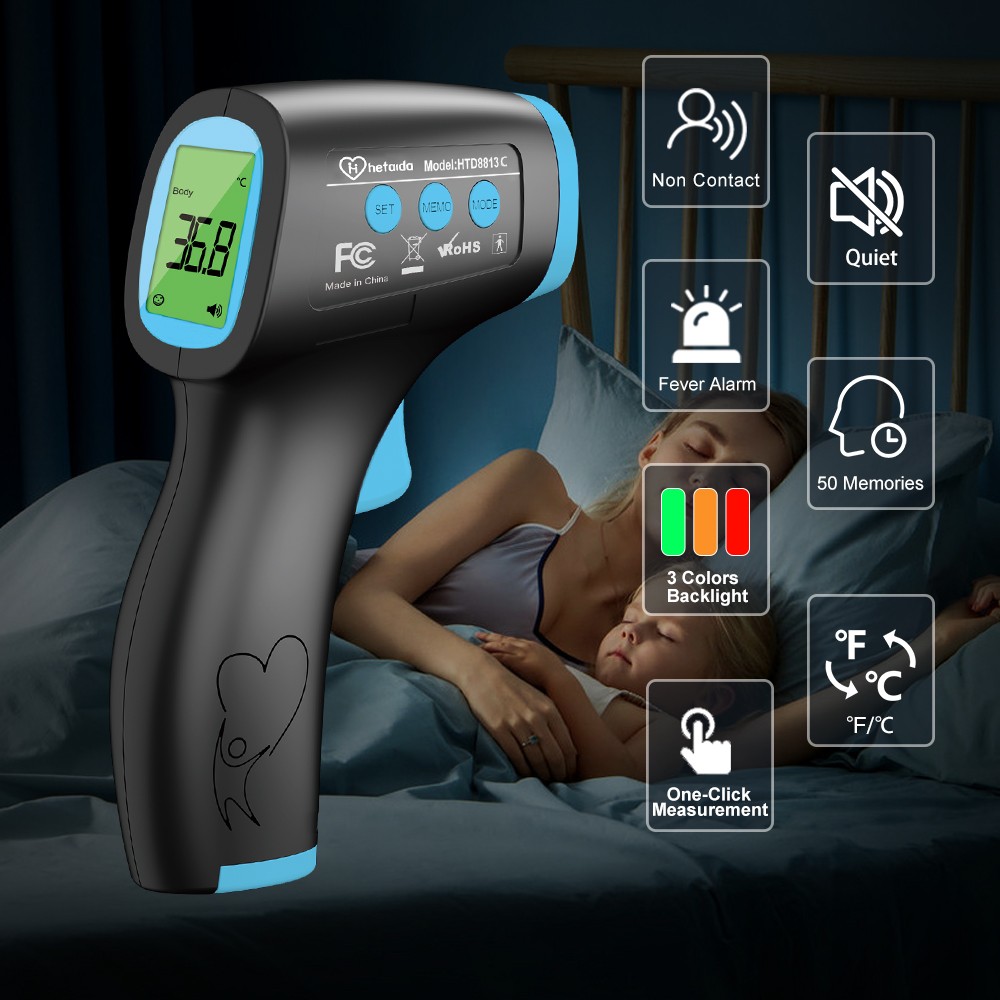 HeTaiDa 8813 Multifunction Non-contact Digital Infrared Thermometer Rapid Measurement Tool of Forehead Body Fever Thermometer