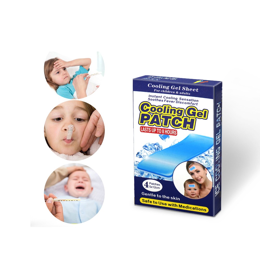 4pcs=1 box Antipyretic Sticker Herbal Pain Relief Patch Cooling Gel Patch for Adults and Children Medical Baby Fever Pad
