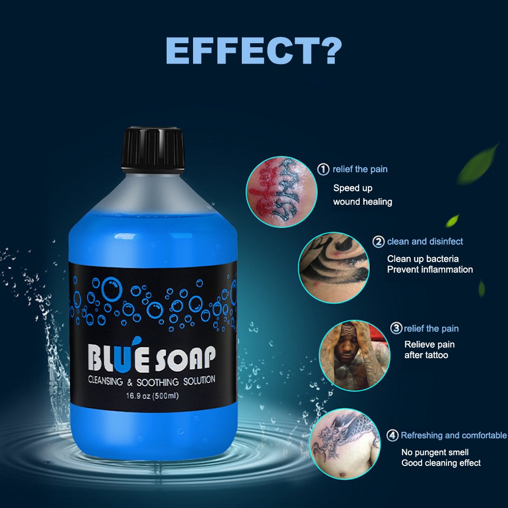 500ml Cleaning Blue Soap Soothing Solution Tattoo Analgesic Wound Effect Tattoo Studio Supply High Concentration