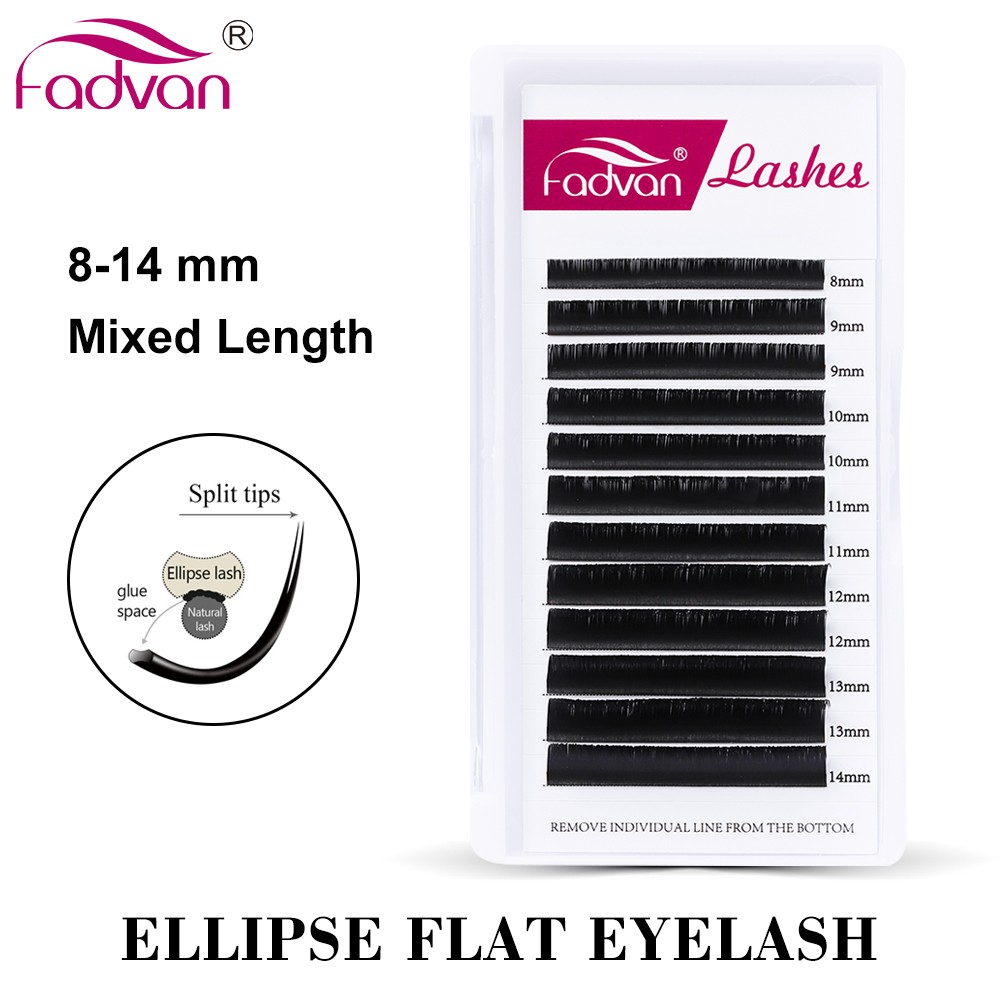 Super Mink Black Ellipse Flat Lashes Extensions Flat Eyelashes Extension Semi Permanent Individual Ultra Soft Application Friendly