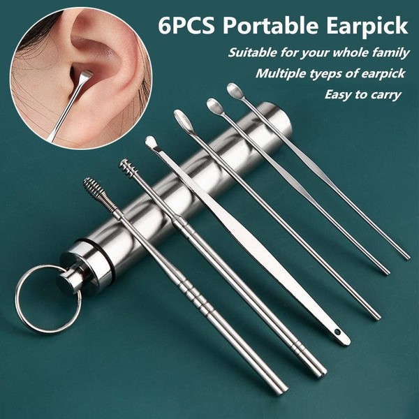 Brand New 6pcs/set Ear Picking Tool Set Earwax Remover Stainless Steel Earmuffs Cleaner Ear Cleaning Spoon Care Ear Care Tool