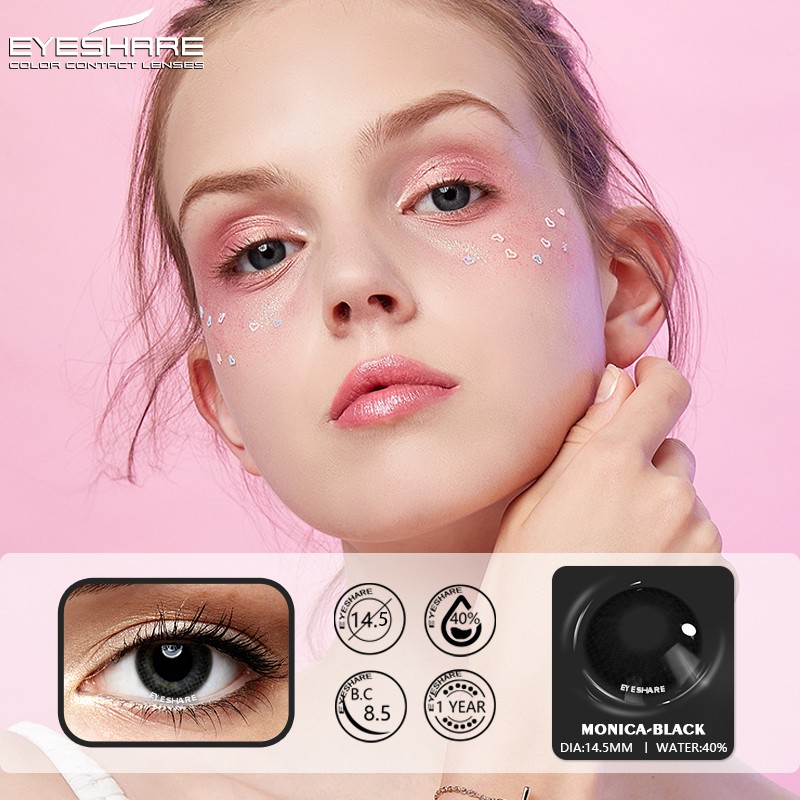 Ishihair Colored Contact Lenses 1 Pair Beauty Eye Yearly Colored Lenses Cosmetic Contacts Lenses Eye Color Black/Chocolate