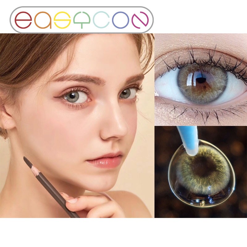 EASYCON Iris Green Cosmetic Colored Contact Lenses For Eyes Makeup Yearly Exclusive 1pc/pair Prescription Degree Myopia