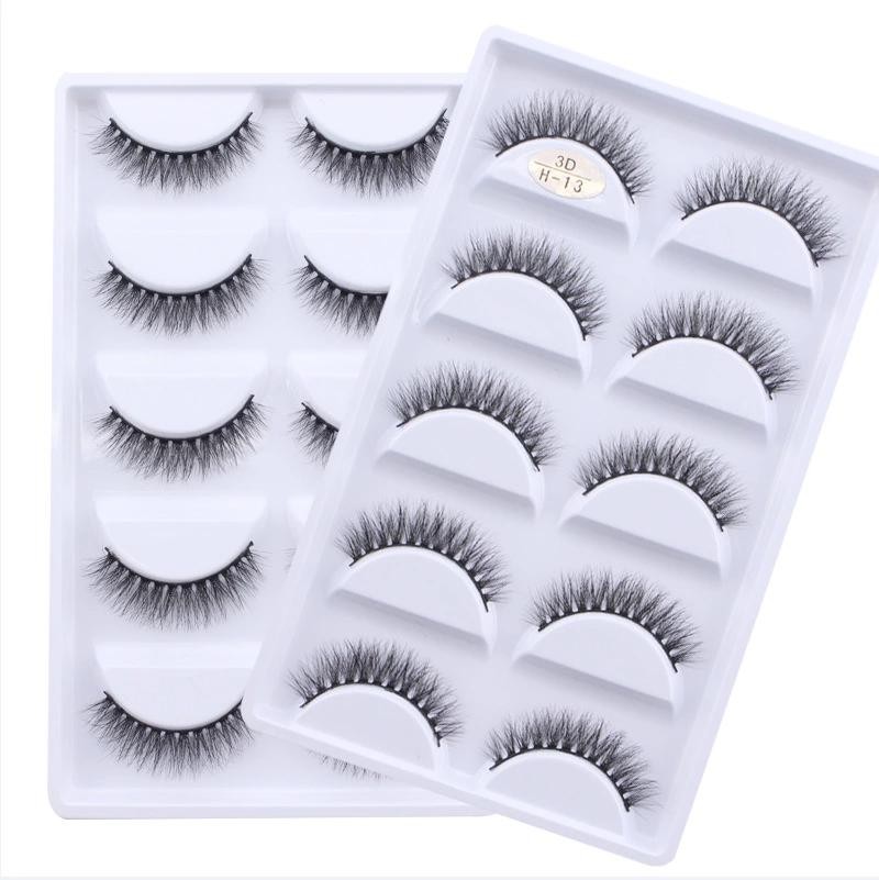 Wholesale 5/50 Boxes 100% Natural Mink Fur Eyelashes False Eyelashes 3D False Eyelashes Natural Soft Eyelash Extension Makeup H13