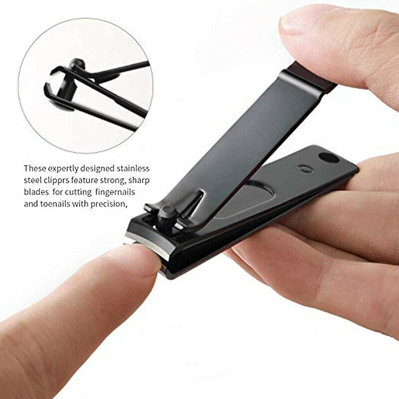 3 Sizes Nail Clipper Black Stainless Steel Strong Ultra Sharp Anti Slip Correction Professional Manicure Nail Care Tool Kit