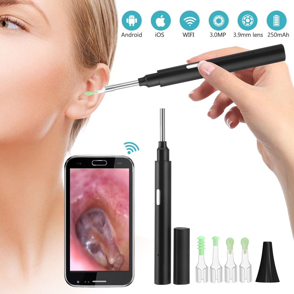 WIFI Otoscope io Smart Optical Ear Stick Ear Wax Cleaner Ear Cleaning Spoon Endoscopic Otoscope Borescope Ear Clean