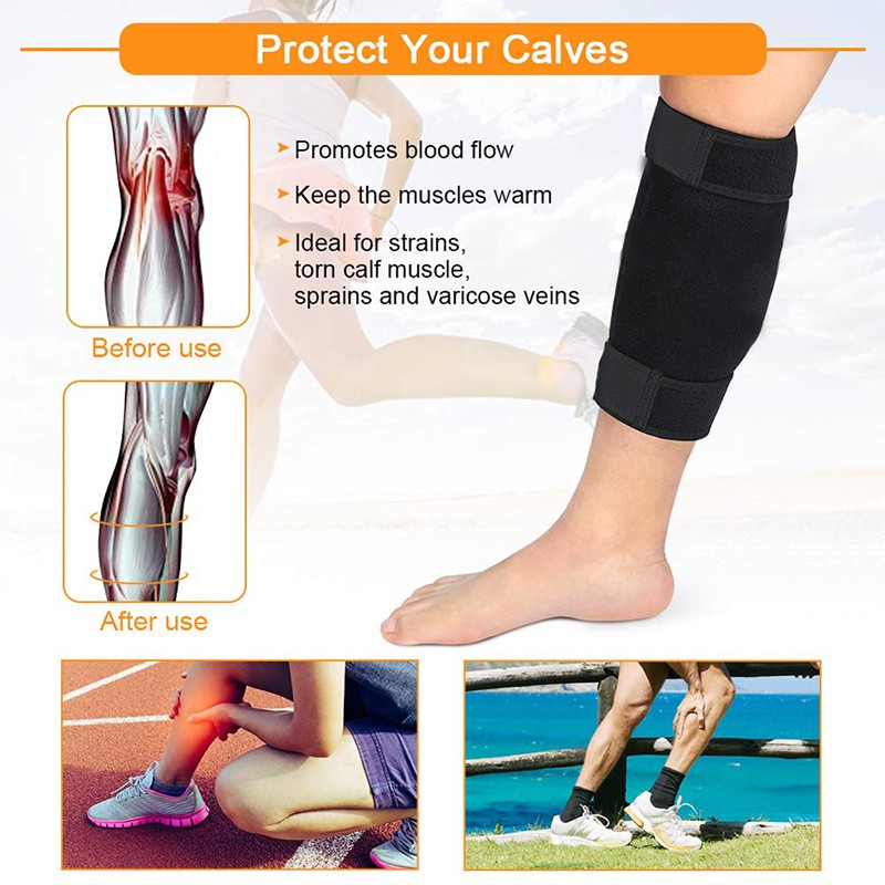 Tcare 1pc Leg Brace Ripped Muscle Shin Splint Brace Lower Leg Neoprene Runners Injury Strain Tear Splints Calf Compression Sleeve