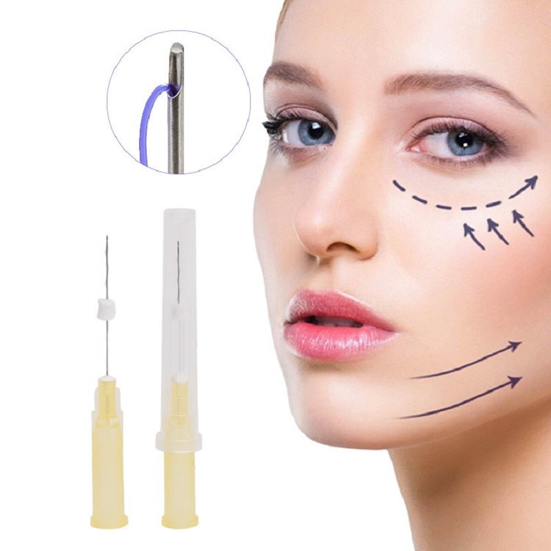 Popular brand PDO face lift thread supplier eye bag wrinkle crows feet lift mono blunt tip needle 20pcs collagen eye threads