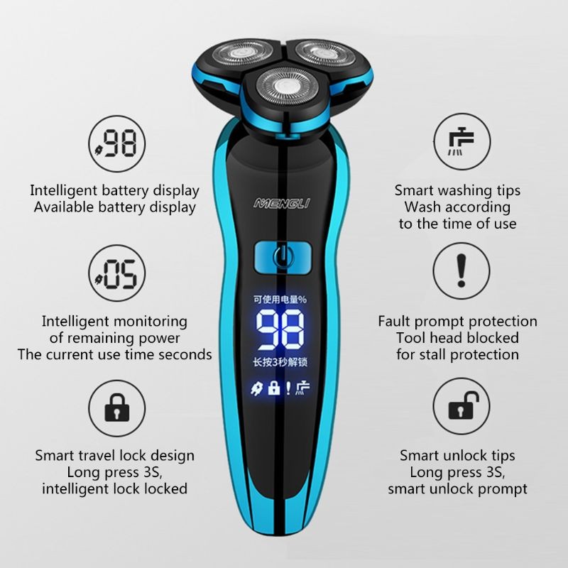 Electric Razor Electric Shaver Rechargeable Shaver For Men Beard Shaving Wet Dry Dual Use Water Proof Fast Shipping