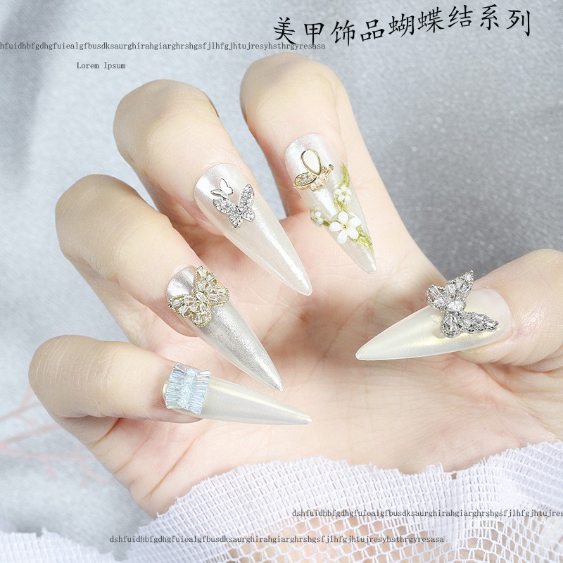 Nail Art Butterfly Jewelry 3D Super Flash Rhinestone Nail Decoration Opal Bow Zircon Rhinestone Butterfly Shape