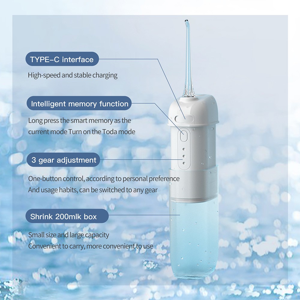 Mini Portable Oral Irrigator for Dental Irrigator Dental Water Flosser Ultrasonic Teeth Cleaner Waterpulse with 3 Waterproof Modes