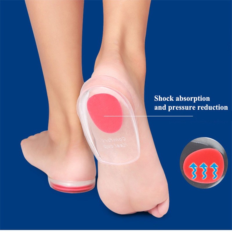 1 Pair Soft Silicon Gel Heel Support Cushion Cup Foot Care Tools Insoles Pads Shock Pad Orthotic Insole Increase Plantar