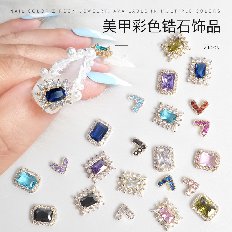 Japanese Zircon Nail Art Color Zircon Gemstone Jewelry Color Love Zircon True Gold Color Nail Decoration