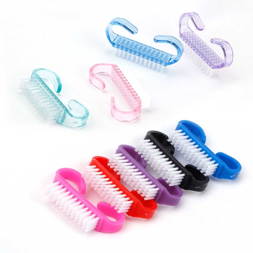 10/50/100pcs New Acrylic Nail Cleaning Brush Dust Removal Brush Nail Pedicure Plastic Gel Manicure Brushes Handle Scrubbing Tool