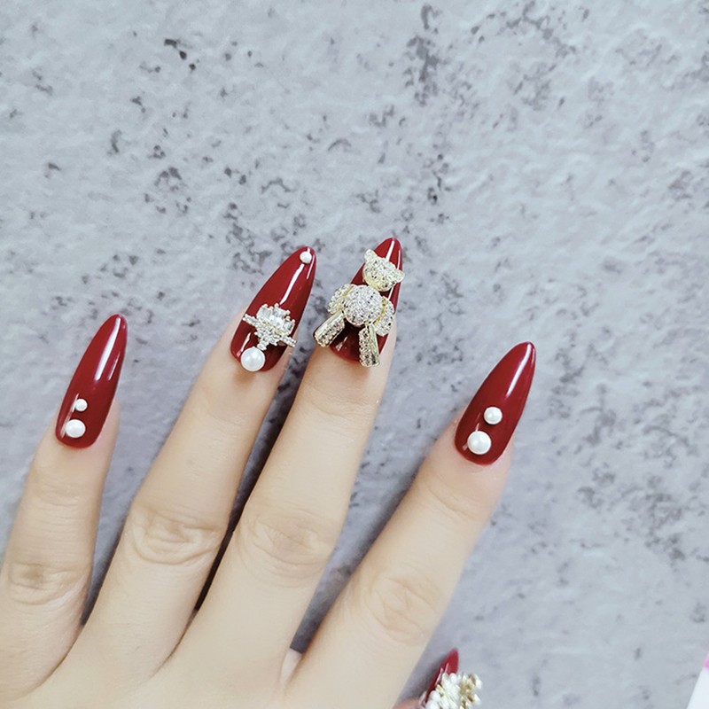 Net Red Hot Nail Bear Accessories Manicure Bear Zircon Jewelry Mechanical Bear Activity G0513 Nail Art Decor