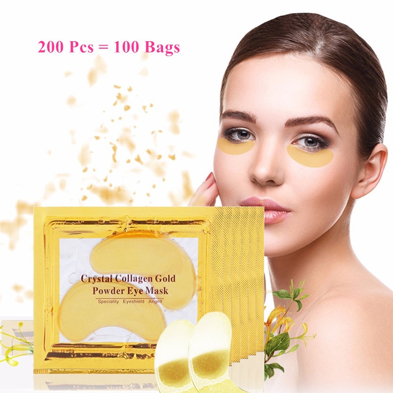 200pcs=100Pairs Korean Cosmetics Beauty 24K Crystal Collagen Golden Eye Mask Anti Aging Acne Moisture Patches Eye Skin Care