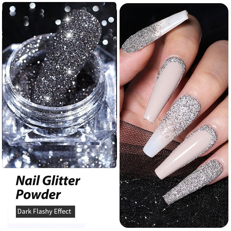 4pcs/set Nail Glitter Powder Silver Iridescent Efffect Sequins Nail Art Foils Nail Art Chrome Pigment Decoration