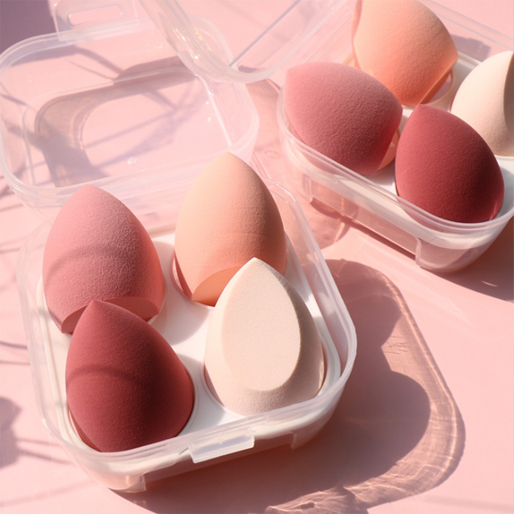 4pcs Cosmetic Makeup Blender Puff Makeup Sponge With Storage Box Foundation Powder Sponge Beauty Tool Women Make Up Accessories