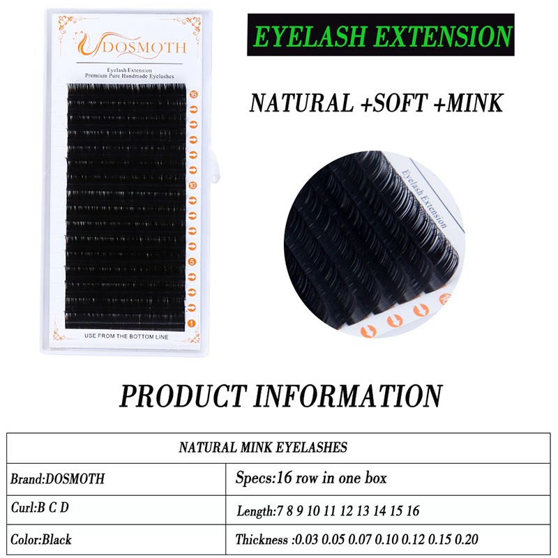 10 Trays 16 Rows/Case 7-16mm 3D Mink Eyelash Extensions Supples False Fake Eyelash Extension Individual Lashes Cosmetics