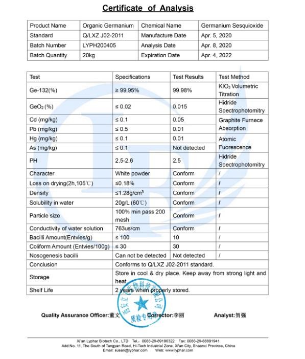 99.999% High Purity Organic Germanium GE -132 Organic Germanium Powder Free Shipping