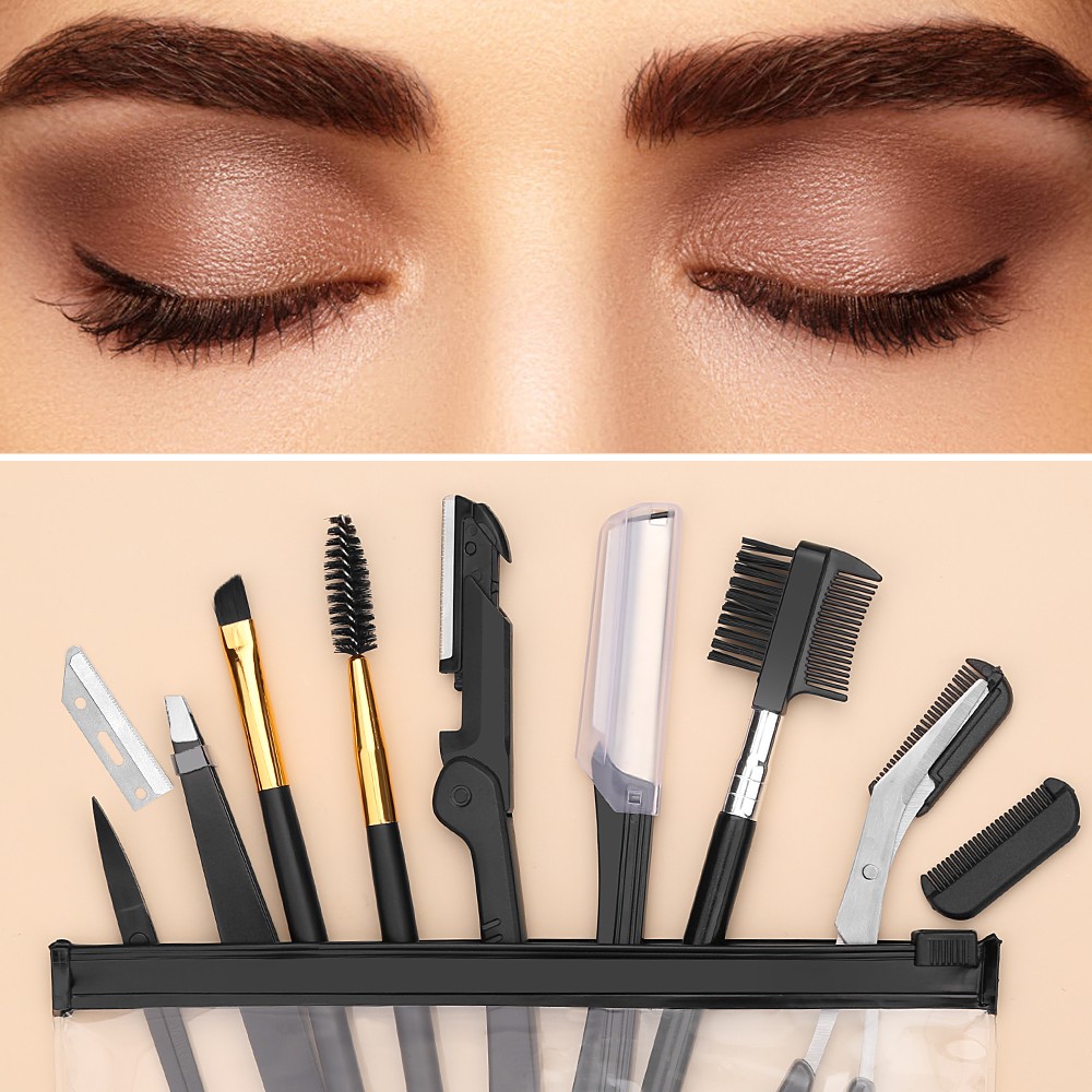 Styton 1/3/5/9pcs Eyebrow Trimmer Eyebrow Razor Kit Eyebrow Scissors Razor Comb for Face Tweezers Eyelash Brush Makeup Tools