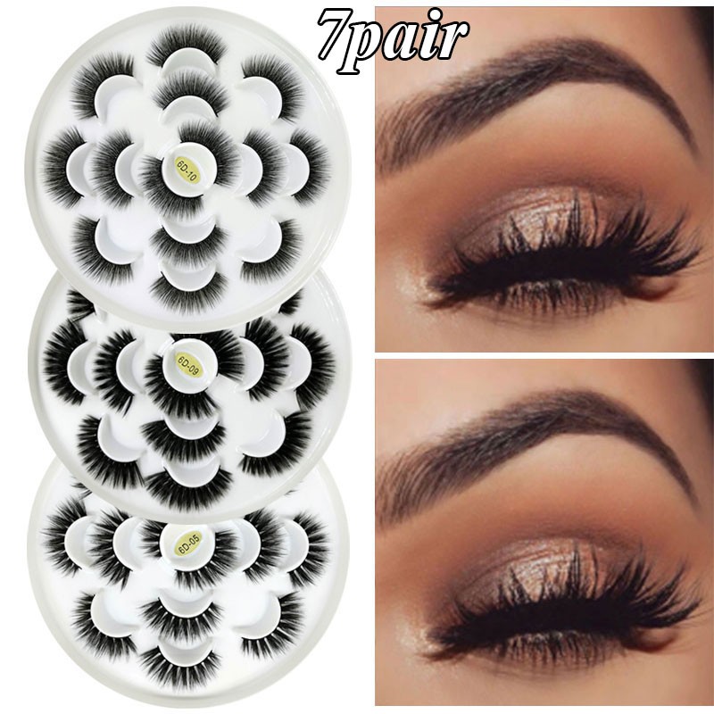 7 Pairs 3D Mink Lashes Female Stylish Natural Long False Eyelashes Handmade Natural Thick Big Volume False Eyelashes