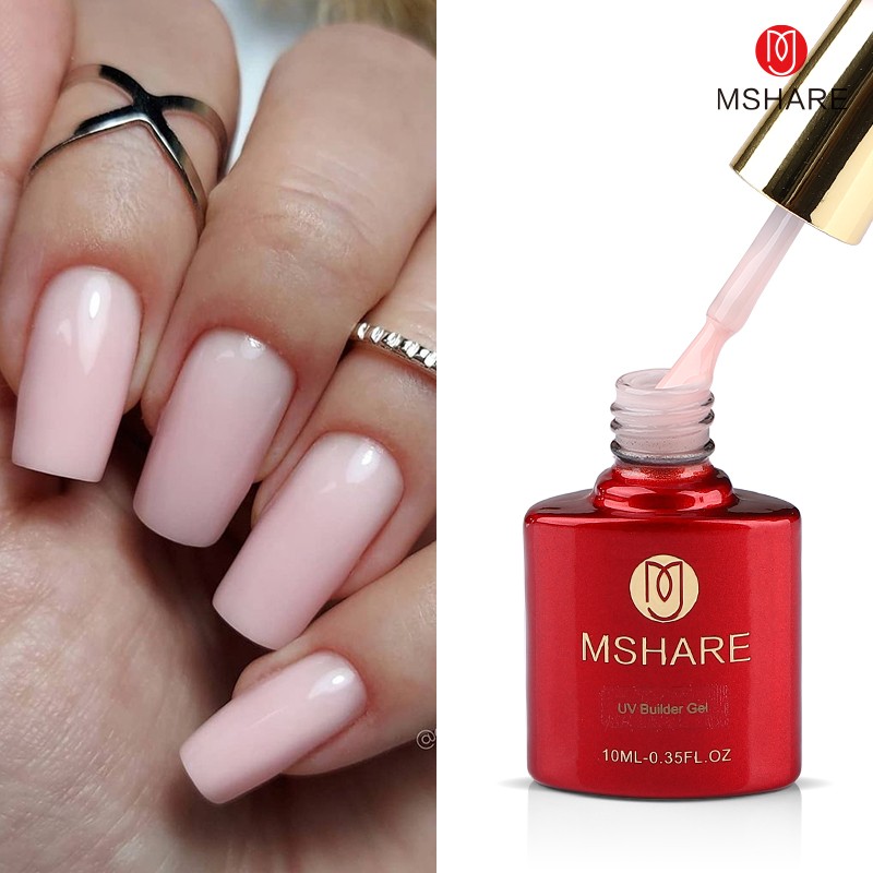 MSHARE Light Brown Nail Builder Liquid Gel In Bottle Nail Extension Quick Build Clear Led UV Gel 10ml