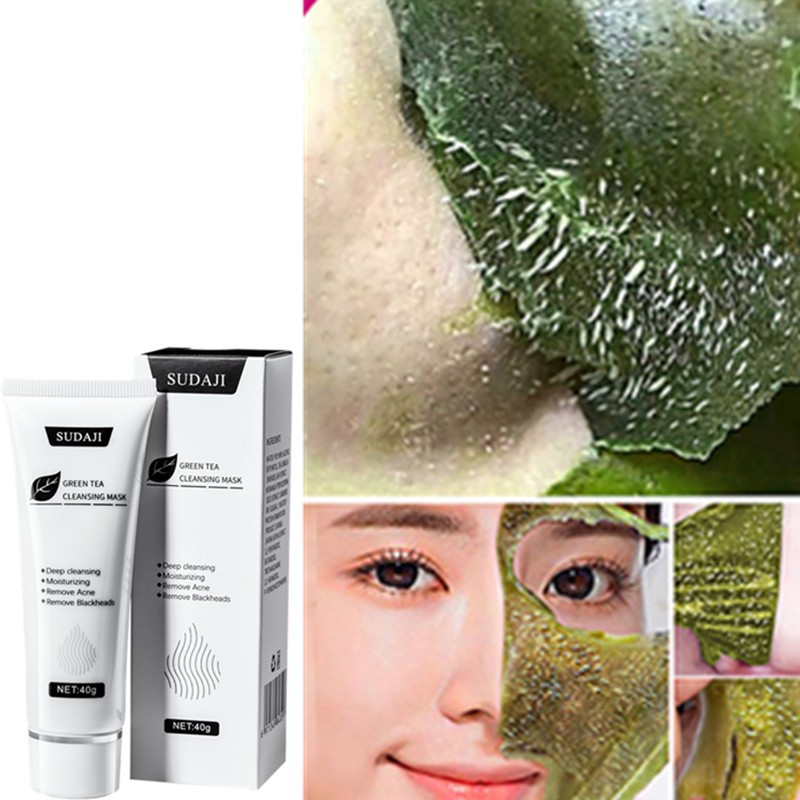 40g SUDAJI Face Skin Care Mask Green Tea Nose Blackhead Remover Deep Cleansing Shrink Pores Acne Treatment Cream