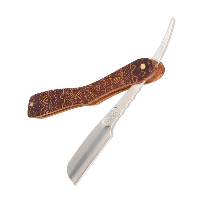 Wood Handle Razor Zinc Alloy Manual Razor Blade for Personal Professional Barbers