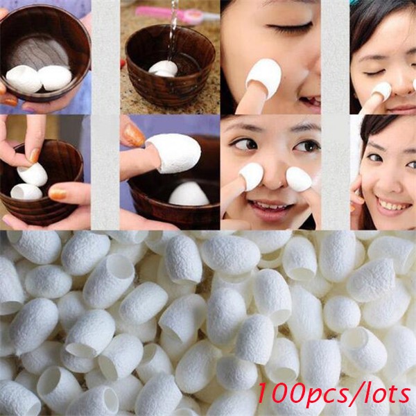 100pcs Silkworm Balls Purifying Whitening Exfoliating Blackhead Remover Natural Silk Cocoon Facial Skin Care Best Gifts