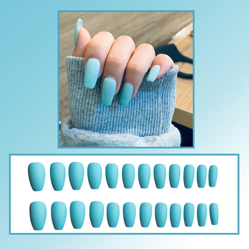 European and American wear nail frosted nail short nail and long nail patch solid color fashion trapezoid nail product