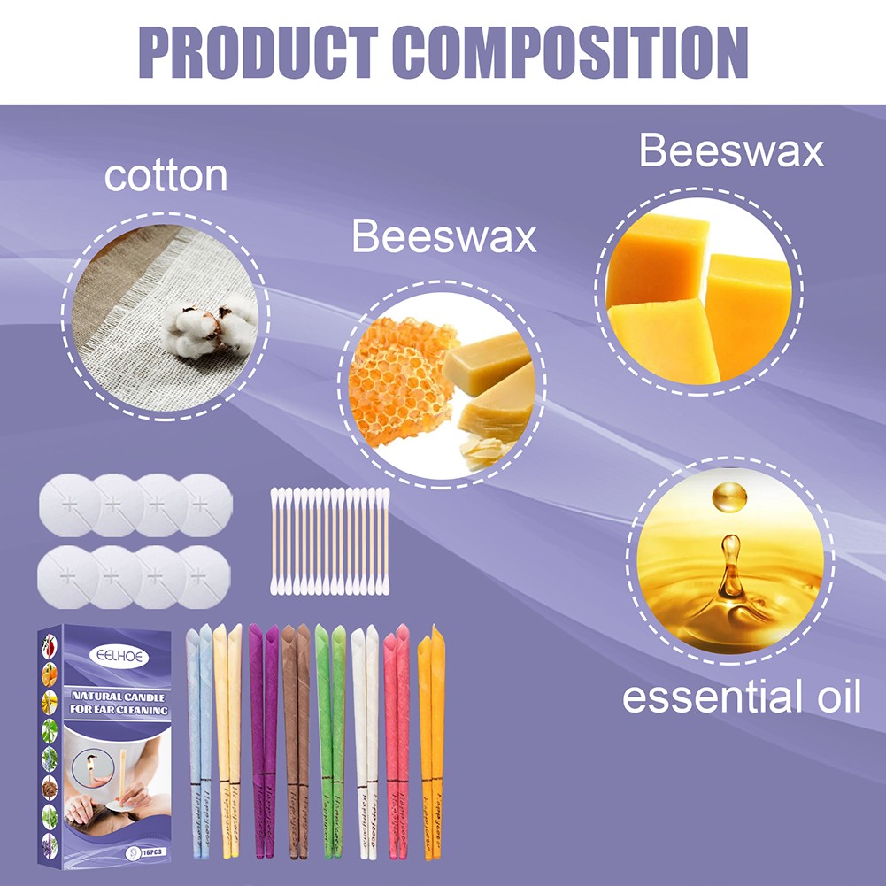 Natural Beeswax Ear Candles Wax Removal Ear Cleaner With Cotton Swab Relaxing Thermal Ear Indiana Candling Fragrance Tool