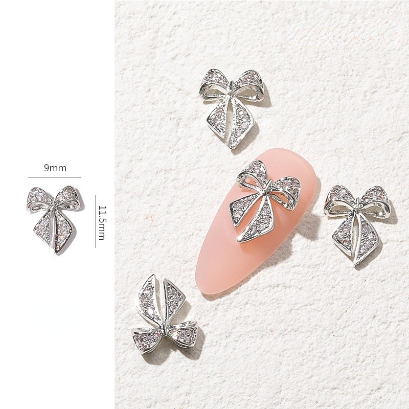 Nail Art Bowknot Wholesale Metal Zircon Nail Decorations 3D Exquisite Rhinestone Nail