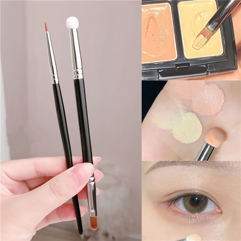 T301 Double End Concealer Brush Sponge Precision Makeup Brushes Dark Circles Eyeliner Tear Trench Concealing Brush Fine Make Up Tool