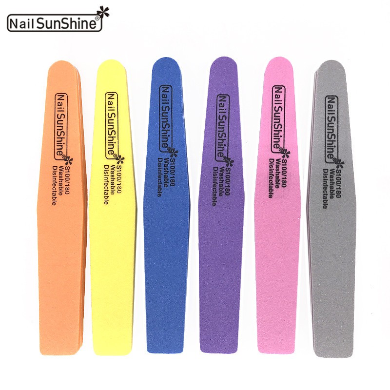 10pcs/lot Nail File Blocks Colorful 100/180 Sponge Washable Nail Sunshine Polish Sanding Buffer Manicure Tools Nails Accessories