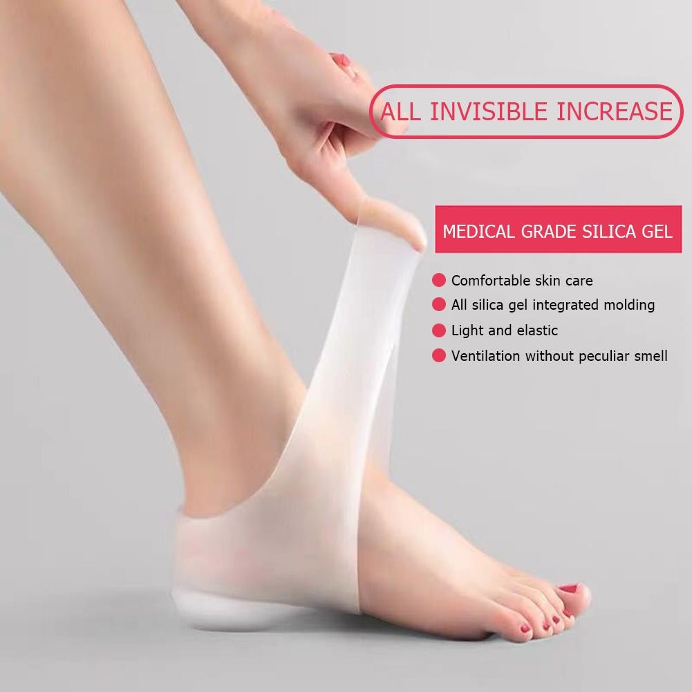 1 Pair Unisex Invisible Height Lift Increase Silicone Foot Socks Insoles Foot Skin Care Tools Women Men Height Lift Insole