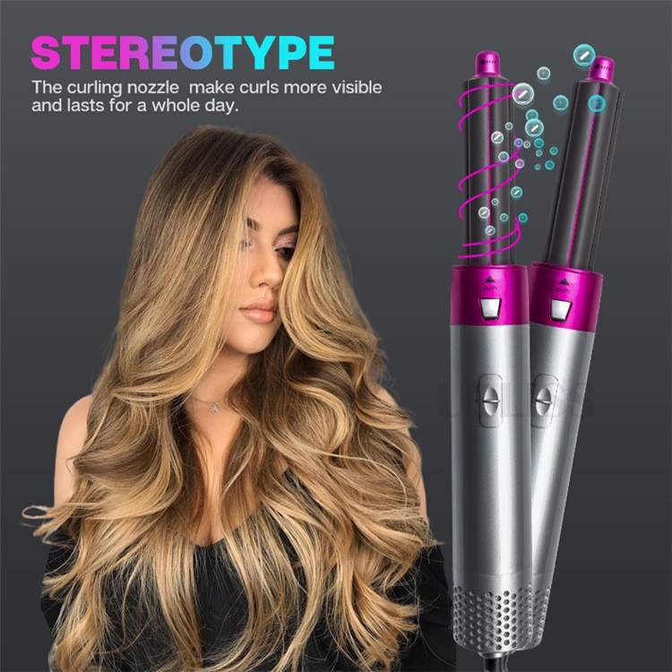 5 In1 Electric Hair Dryer Brush Comb Hot Air Hair Curler Styler Volumizer Negative Ion Straightener Barber Shop Blow Dryer Set