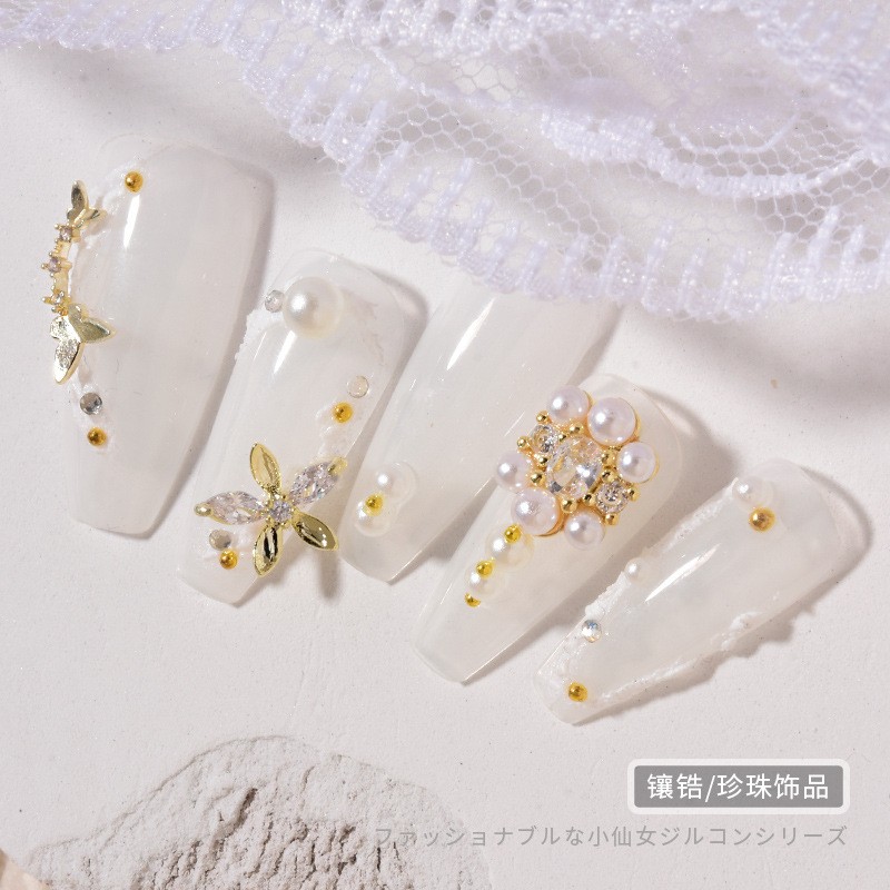 Nail Art Zircon Jewelry Bowknot Pearl Accessories Explosive Flower Color Preserved Decorative Diamond Nail