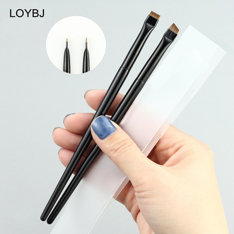 Loebig 1/2pcs Blade Makeup Brushes Thin Angled Eyebrow Flat Brush Fine Eyeliner Brush Professional Liner Eyebrow Beauty Makeup Tools