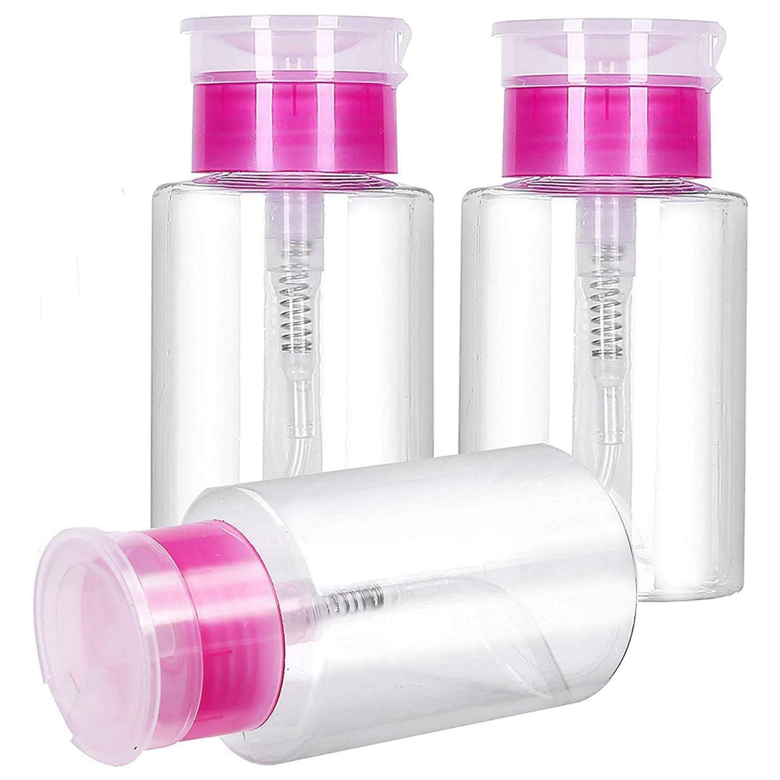 3pcs Push Down Dispenser, Nail Polish Remover Empty Bottle Container, 180ml