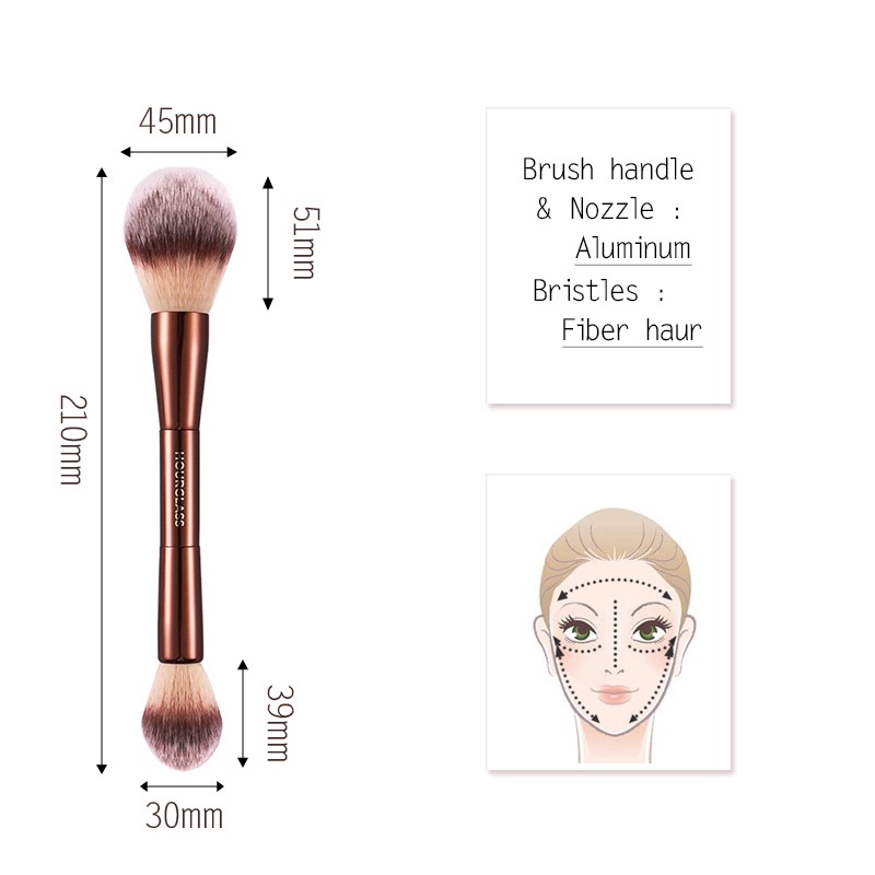 Hourglass Veil Ocean Double-end Makeup Brushes Soft Powder Highlighter Sculpting Blush Bronze Metal Handle Cosmetic Tools