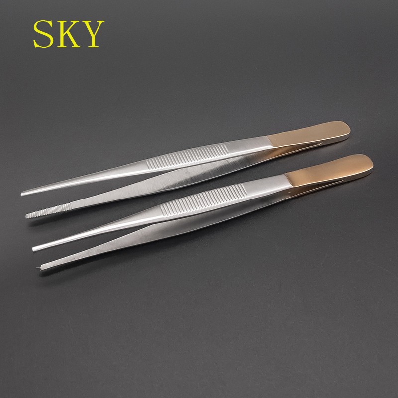 Stainless Steel Forceps Straight Head Elbow Accessories Forceps Tissue Forceps With And Without Hook With And Without Teeth