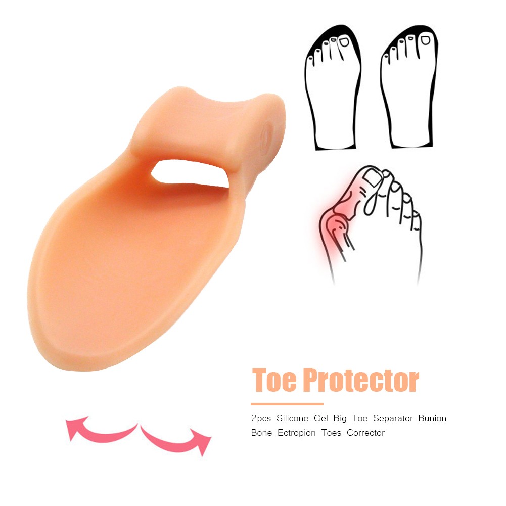 2pcs Silicone Gel Big Toe Separator Bunion Orthopedic Ectropion Toes Corrector Separator Valgus Finger Straightener