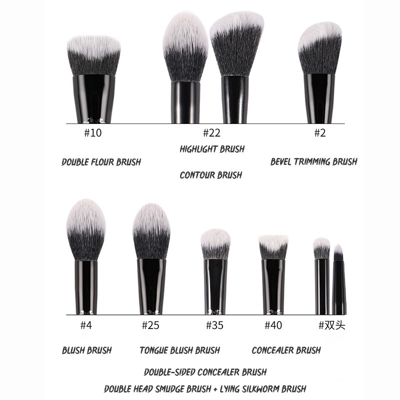 CFD 11 Makeup Brushes Set Powder Foundation Concealer Eye Shadow Blending Concealer Beauty Tools Soft Brush With Box