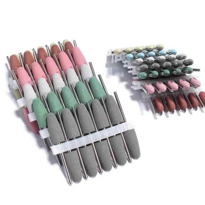 10pcs/set Silicone Rubber Polisher Grinding Head 2.35mm Shank Nail Bits Nail Electric Manicure Drill Machine Accessory