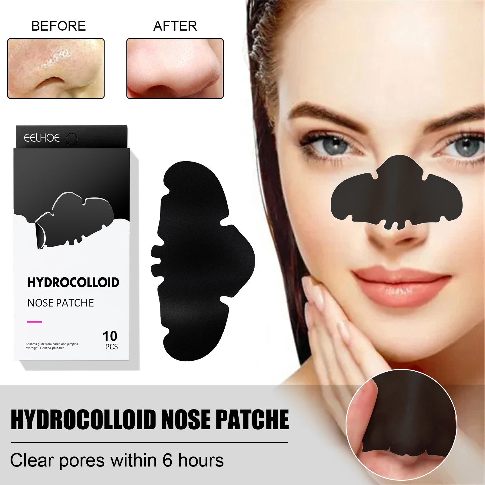 Blackhead Remover Mask Bamboo Charcoal Nose Sticker Cleaner Nose Pore Strip Deep Clean With Acne Needle Face Cleaning Tool