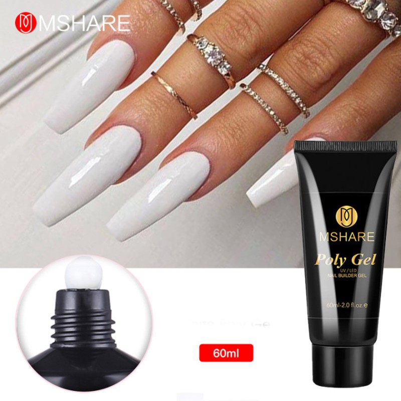 MSHARE Acrylic Gel Black 60ml Poly Builder Crystal Gel Nail Tips UV Builder Nail Extensions