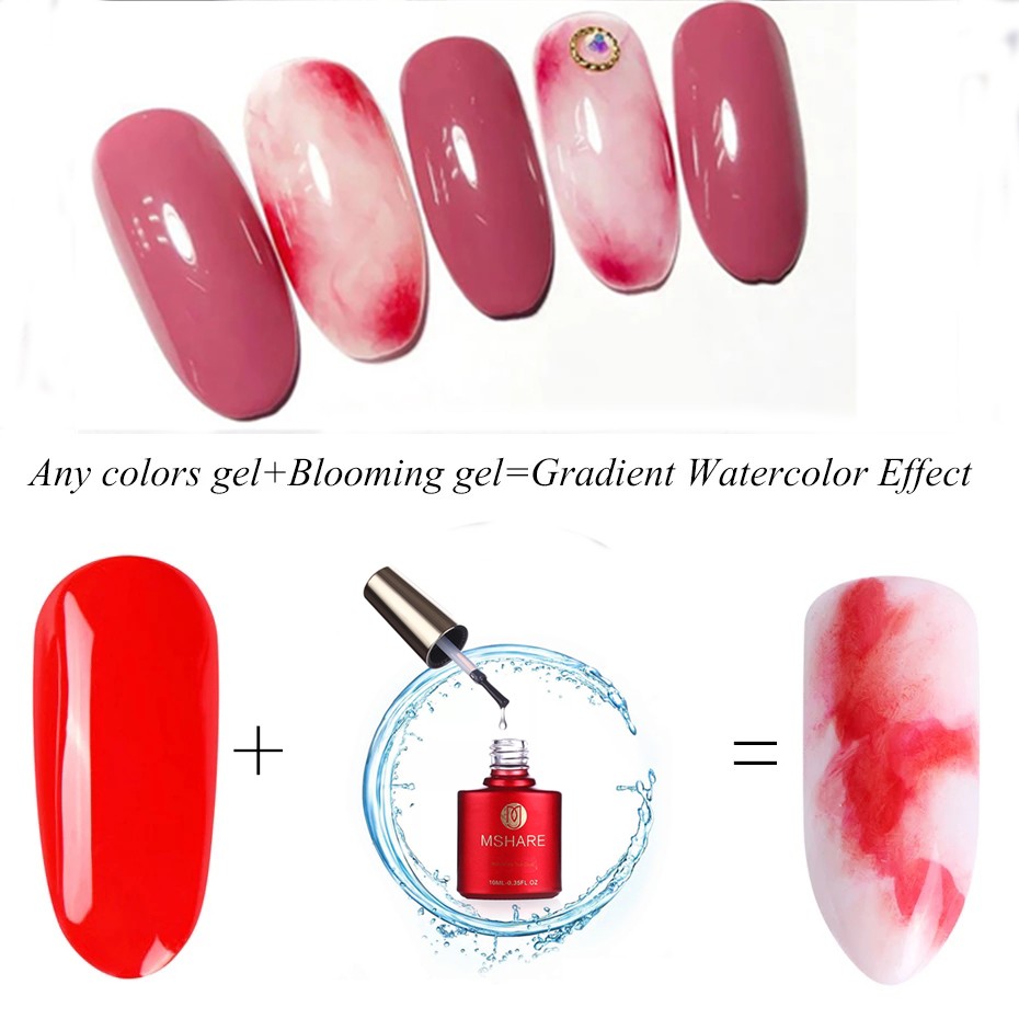 MSHARE Blooming Gel Blossom Soak Off UV Watercolor Flower Smudge Bubble Smoke Ink Effect Nail Polish Lacquer 250g